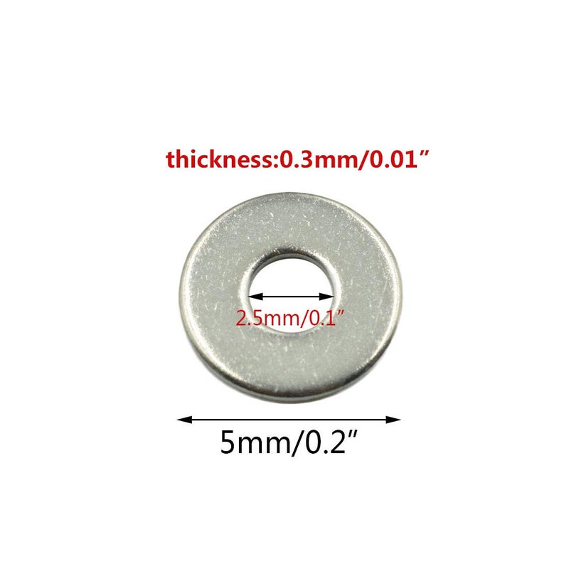 PHITUODA M2.5 Stainless Steel Flat Washers 200Pcs - Image 2